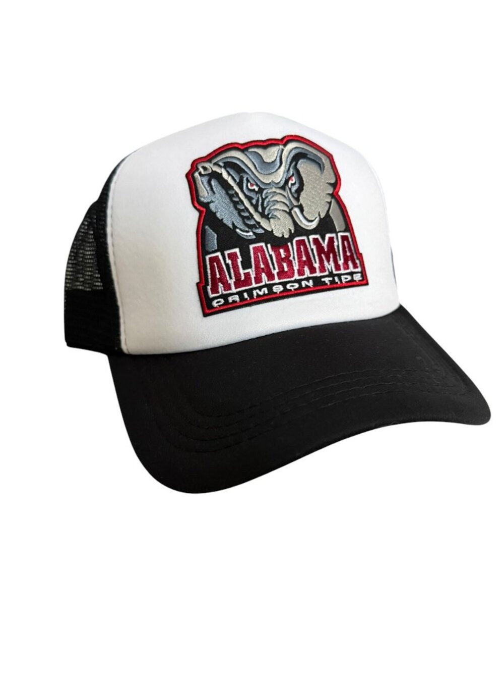 Alabama Crimson Tide Black & White Custom Foam Retro Style Trucker Hat